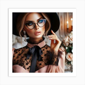 Beautiful Woman In Glasses Art Print