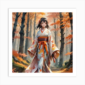 Autumn Kimono Art Print