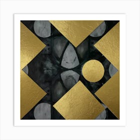 Gold And Black Abstract Painting Art Print