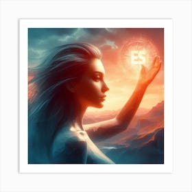 Confident Woman & Sunset Art Print