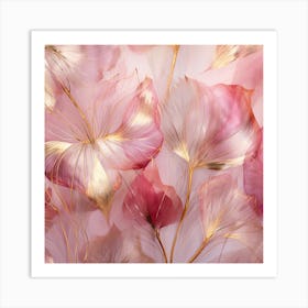 Abstract Floral Background In Pink And Gold Art Print