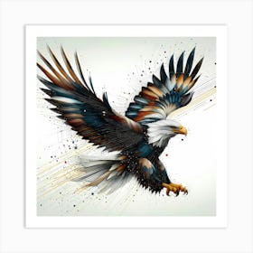 Eagle Landing in Color Drawing - Wild Bird Artwork 173 Art Print