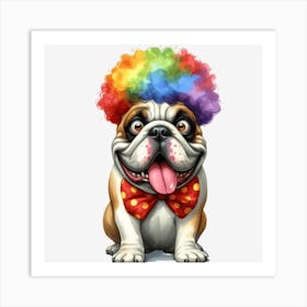 Clown Bulldog Art Print