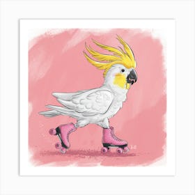 Rollerskating Cockatoo (1) Art Print