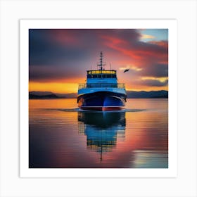 Sunset On A Ferry 4 Art Print