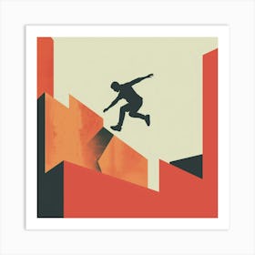 Skateboarder Jumping Off A Cliff Art Print