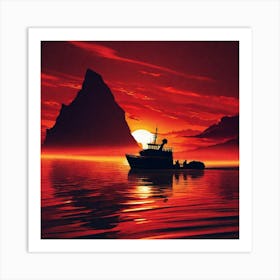 Sunset Boat 3 Art Print