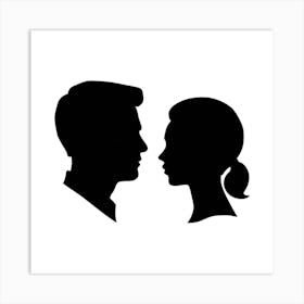 Silhouette Of Man And Woman Art Print