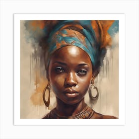 Wall Painting Of A Beautiful African Girl 3 Art Print