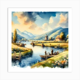 Watercolor Landscape Painting 25 Art Print