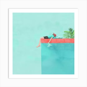 Illustration Of A Man Laying In The Water Art Print