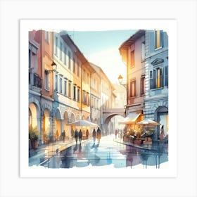 Watercolor Street Painting Art Print