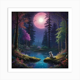 Raccoon In The Forest 1 Art Print