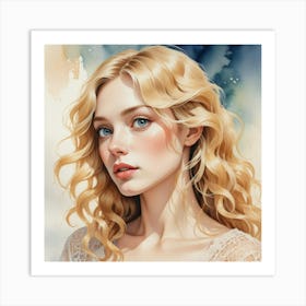 Watercolor Of A Girl 51 Art Print