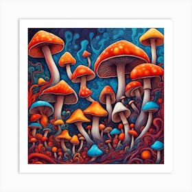 Mushroom Psychedelic Painting Art Print