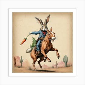 Rabbit On A Horse 1 Art Print