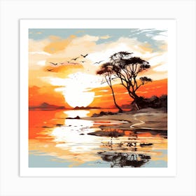 Sunset At The Beach Art Print