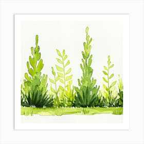 Watercolor Of Green Grass Art Print