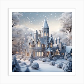 Christmas Castle In The Snow Art Print