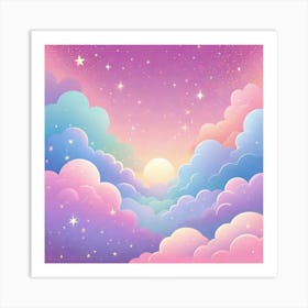 Sky With Twinkling Stars In Pastel Colors Square Composition 303 Art Print