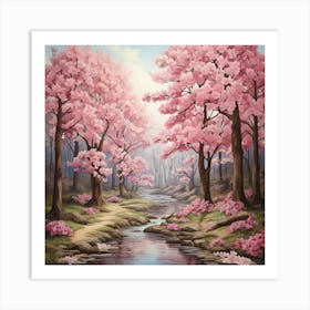 Cherry Blossoms In The Forest Art Print 3 Art Print