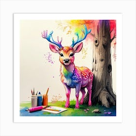 Colorful Deer 12 Art Print