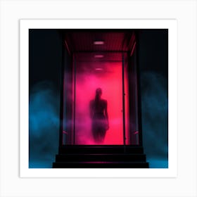 Woman In A Phone Booth Art Print