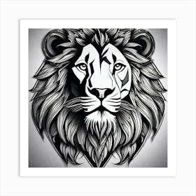 Lion Head Tattoo 6 Art Print