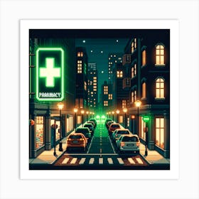 Pharmacy City Pixel Art Art Print