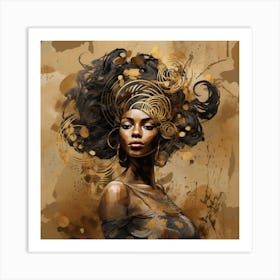 African Woman With Gold Hair Art Print