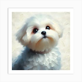 Adorable Maltese Dog Oil Painting 4 Art Print