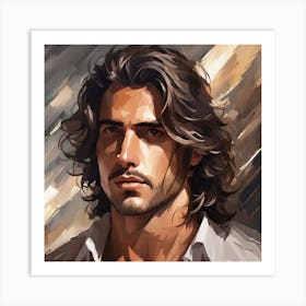 Portrait Of A Man With Long Hair Art Print