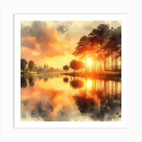 Sunset Watercolor Painting 2 Art Print