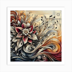 Music Notes Flower Art Print