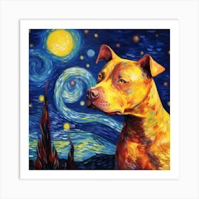 Starry Night Pit Bull 1 Art Print