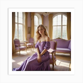 Portrait Of A Young Woman In A Purple Dress 2 Art Print