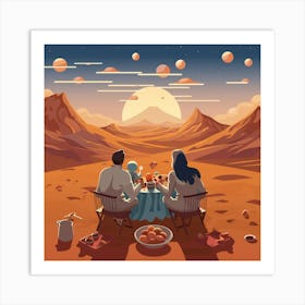 Couple Having Dinner On Mars Art Print