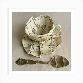 Wired Teacup And Saucer Art Print