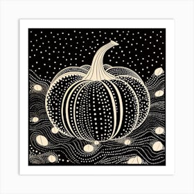 Yayoi Kusama Inspired Pumpkin Black And White 2 Art Print