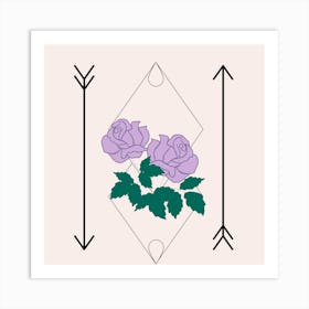 Purple Rose And Arrows Square Art Print