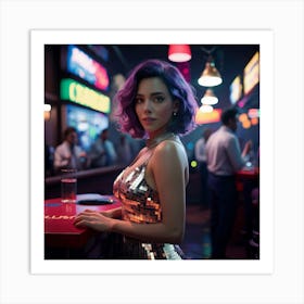 Girl In A Bar Art Print