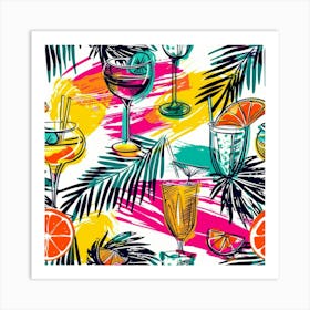 Seamless Pattern With Tropical Drinks 6 Art Print