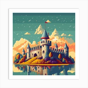 Pixel Art Medieval Castle Poster 1 Art Print
