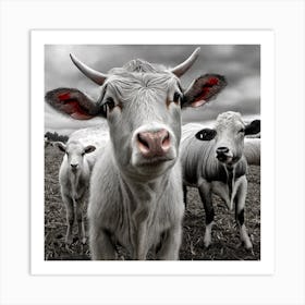 Cows In A Field Art Print