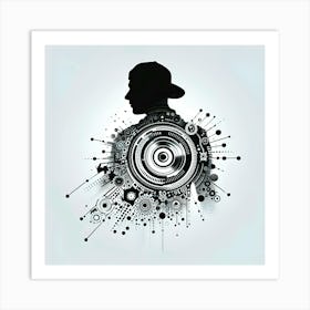 Silhouette Of A Dj Art Print