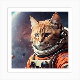 cat astronaut member of the orbital station team Art Print