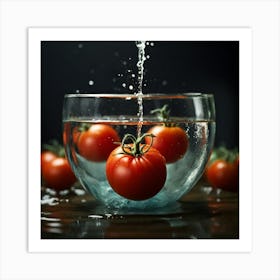 Water Splashing Tomatoes Art Print