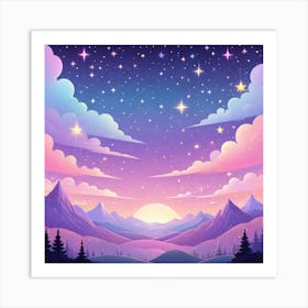 Sky With Twinkling Stars In Pastel Colors Square Composition 193 Art Print