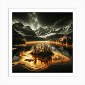 Lake In The Night Art Print