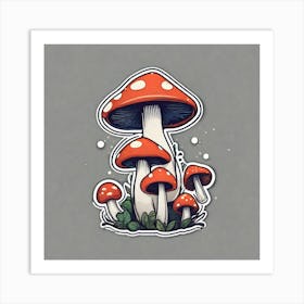 Mushroom Sticker Art Print